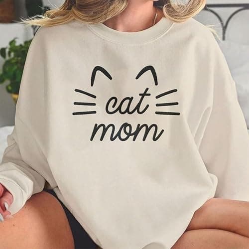 Custom Cat Mom Crewneck thumbnail 5