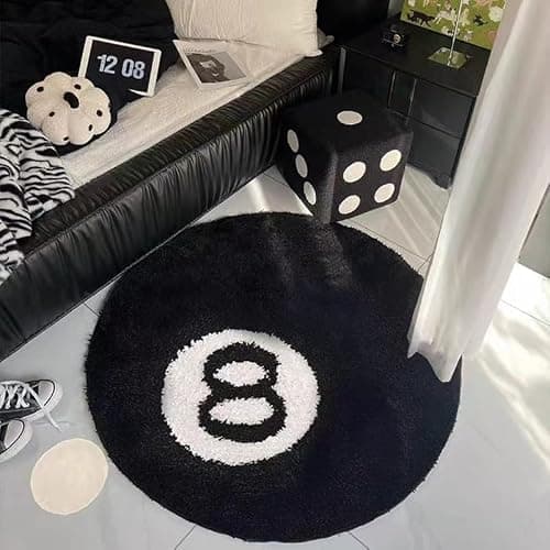 Pinkrin Mikrofaser Runder 8 Ball Teppich - Plüsch und weich, rutschfest 8 Ball Rug Nicht fusselnder, 8ball Rug für Wohnzimmer, Esszimmer, Schlafzimmer, Dekoration, 80 cm - Image 1