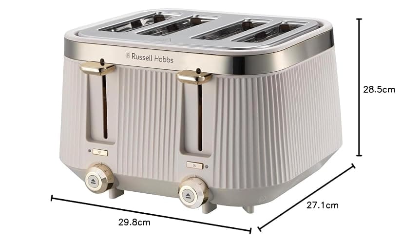 Russell Hobbs Toaster 4 Slice, Brontë Stone Stylish Matte & Chrome Design thumbnail 2