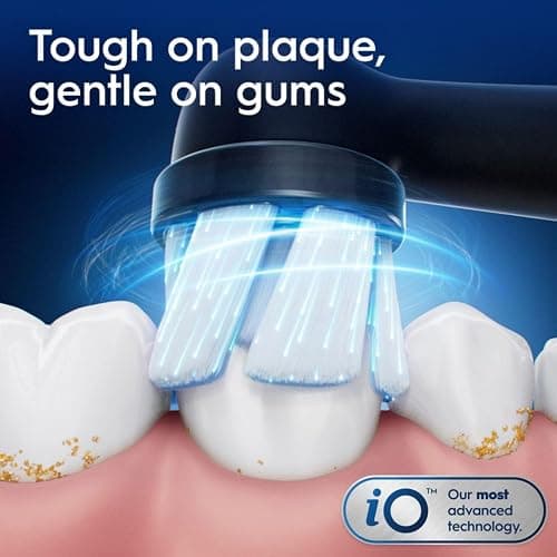 Oral-B Rechargeable Electric Toothbrush, iO2 Starter Kit, 3 Cleaning Modes, Automatic Pressure Sensor to Protect Gums, 2 Brush Heads, Night Black thumbnail 3