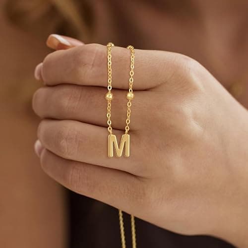 GRCLD Initial Necklaces for Women Dainty 14k Gold Plated Letter Necklace Trendy A-Z Pendant Choker Necklace Cute Name Personalized Fashion Jewelry Gift for Women Her thumbnail 5