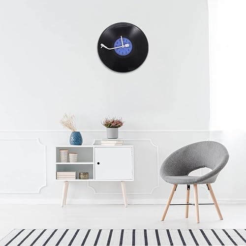 ZOYPAR Musical Black Vinyl Record Wall Clock Battery Operated Music Room Decor Decoration Art Hanging Clocks- 11.81inch Blue thumbnail 6