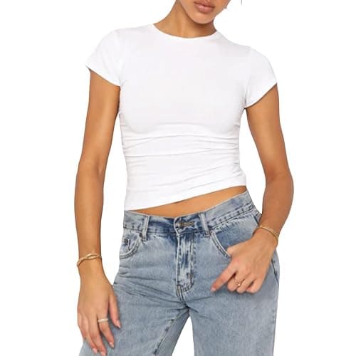 Women's Basic Slim Fit T-Shirt Top Short Sleeve Y2K Tops TikTok Influence Crop Top Club Party Streetwear thumbnail 5