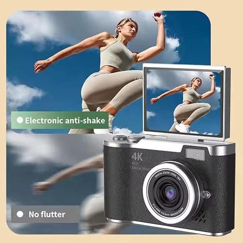 4K Digital Camera for Photo, Portable Retro Camera with Flip Screen, Compact Retro Camera for Outdoor (White 1 Set) thumbnail 6