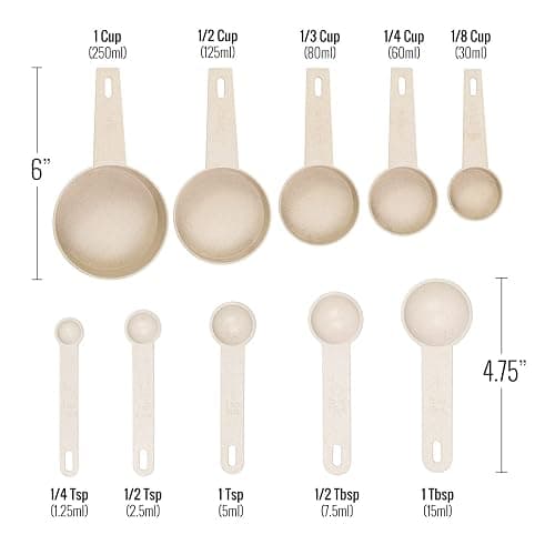 Beille Cream Wheat Straw Measuring Cups Spoons Set Cooking Baking Tools 10pc thumbnail 3