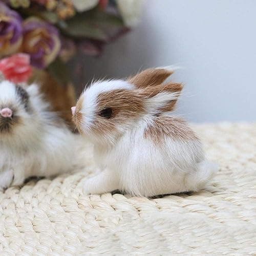 Htppzjr Mini Simulation Rabbits, Realistic Cute Plush Rabbits Lifelike Plush Bunny Realistic Rabbit Miniatures, White Rabbits Home Party Decors Model Gift Miniatures Decorations thumbnail 2