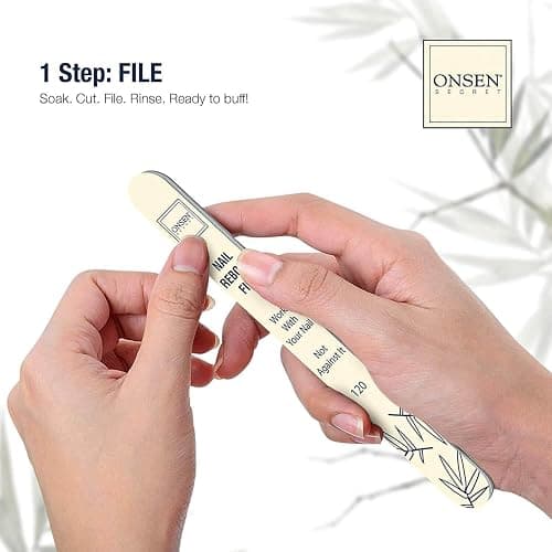 Onsen Secret Nail Care Kit - w/Cuticle Care Serum, Japanese Nail Buffer and Shine Kit - Strengthening & Shining - Spa-Quality Manicure - Organic Ingredients - Long-Lasting Shine - Easy & Safe - 1pk thumbnail 4