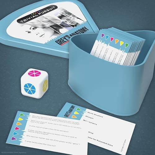 Trivial Pursuit Grey's Anatomy, Trivia Game from The Hit Hospital Drama TV Series, 600 Questions & Die in Travel Container, Officially Licensed Grey's Anatomy Merchandise & Collectible thumbnail 4