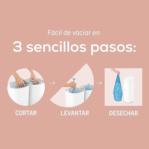 Angelcare Cubo para pañales Classic XL. Incluye un repuesto octogonal de alta capacidad y resistente a olores (1 mes - 210 pañales talla 1). Práctico, eficiente y económico. thumbnail 10