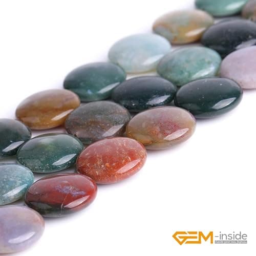 GEM-Inside Natural 20mm Coin Indian Agate Gemstone Loose Beads Energy Stone Handmade Beads for Jewelry Making Jewelry Beading Supplies for Women thumbnail 4