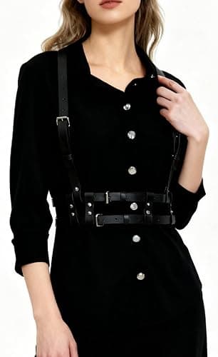 WARANDOD Women Adjustable Faux Leather Harness Punk Fashion Waist Belt with Alloy Buckles for Dresses Shirts Blazers(S-XXXL) thumbnail 3