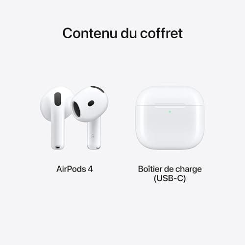 Apple AirPods 4 Écouteurs sans Fil, Casques et écouteurs Bluetooth, Audio Spatial personnalisé, résistance à la Transpiration et l’Eau, boîtier de Charge USB-C, Puce H2, Jusqu’à 24 Heures d’autonomie thumbnail 6