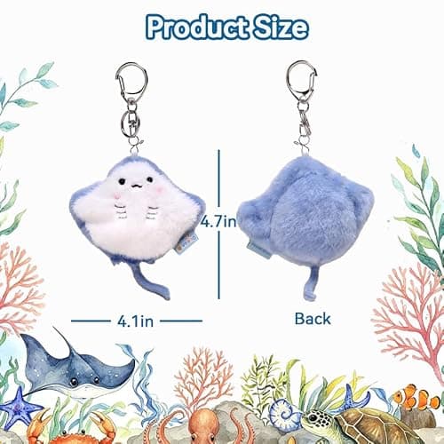 Jenmex Cute Ocean Animal Plush Keychain-Stuffed Animal Bag Charm for Backpack Purse,Ocean Themed Gift for Teens Women thumbnail 2
