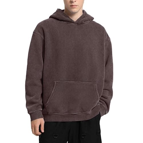 FAIABLE Mens Hoodies Oversized Unisex Acid Wash Hoodie Heavyweight Fleece Vintage Cotton Sweatshirt Men Women Streetwear thumbnail 2