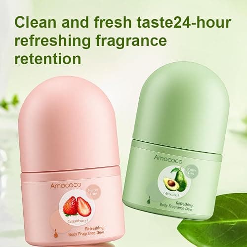 Amococo 2Packs Roll-on Deodorant for Women and Men, Long-lasting Underarm Odor & Dryness Protection, Body Deodorant with Glycerin and Shea Butter&Strawberry, Travel Size, 2.7 fl oz thumbnail 3