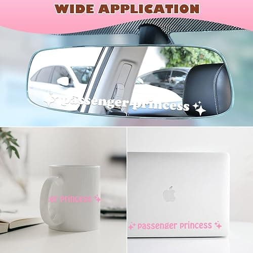 Aolamegs Passenger Princess Sticker, 3 Pack Cute Stickers for Window Rearview Mirror, Funny Girl Car Accessories Car Mirror Decal (White) thumbnail 5