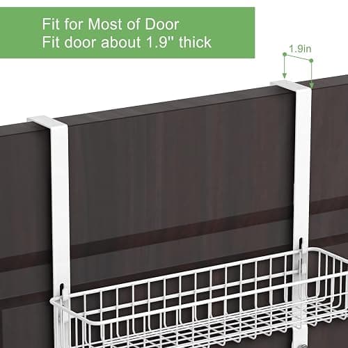 ETELI Over The Door Basket Organizer with 3 Mesh Baskets and 5 Hooks Heavy Duty Pantry Door Organizer Back of Door Storage Rack for Bathroom, Kitchen, Office, White thumbnail 4