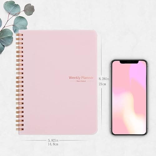 Moseem Weekly Planner Notebook, Undated A5 Planner Notebook Daily Planner to Do List Diary,Weekly Goals Planner with Habit Tracker 52 Weeks Planning for College Work ADHD Planner(Pink) thumbnail 3