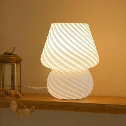 ONEWISH Lampe Champignon - Lampe de Chevet Chambre, Ampoule Incluse, Cadeau Fête des Mères, Jaune Crème - Image 1
