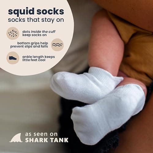 squid socks Cotton Socks | 0-6M, 6-12M, 12-24M, & 2T-3T | Grip Ankle Socks that Stay On | As Seen on Shark Tank thumbnail 2