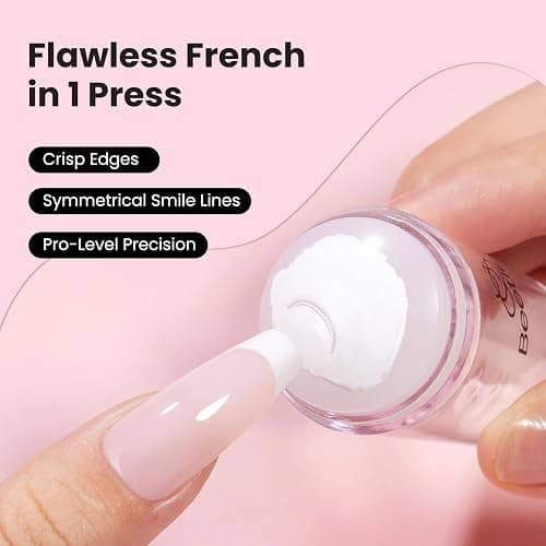 Beetles French Tip Tool Nail Stamp 6Pcs Silicone French Tips Stamp Set | Replacement Stamper Heads and Scrapers Silicone Nail Art Printing Stuff for Home DIY Salon Manicure Tools Gifts for Girls thumbnail 2
