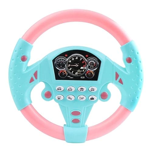 FQRDKT Portable Steering Wheel Wheel Toy Simulation Steering Wheel for Outdoor Garden, Pink - Image 1