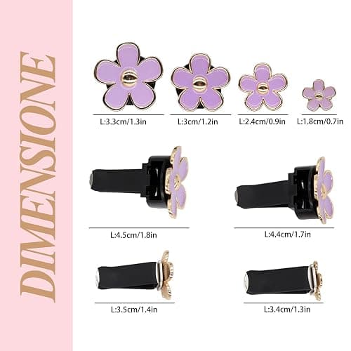 ORIESSE Cute Flowers Air Vent Clips Car Air Freshener,4pcs Purple Girly Daisy Flower Car Accessories for Women,Lavender Car Decorations Refillable Clips On Air Freshener thumbnail 5