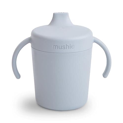 Mushie Trainer Sippy Cup | Made in Denmark | Leak Resistant Twist-Off Lid & Handles | 6 Months + (Cloud) - Image 1