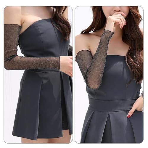 Teegxddy 2 Paar Tül Fingerlose Armstulpen,arm sleeve,Uv Schutz Arm Ärmel armstulpen sommer für Perfekt Party Outdoor Sportaktivitäten thumbnail 3