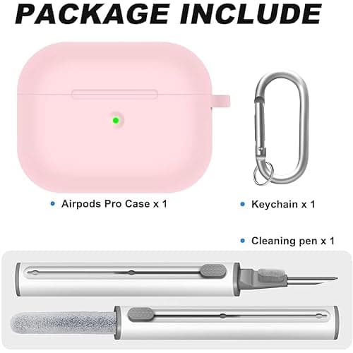 Woyinger for AirPods Pro Case Cover with Cleaner Kit,Soft Silicone Case for Air Pod Pro 1st/2nd Generation-Light Pink thumbnail 2