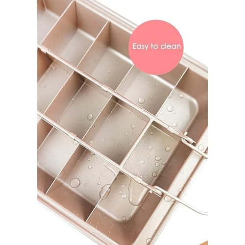 Brownie Pan with Dividers, Non Stick Brownie Baking Pan, 18 Pre-slice Carbon Steel Bakeware Tray with Grips for Oven Baking Bread, Square Mold Tray for Baking Cake Biscuit Muffin, 12X8X2'' thumbnail 9
