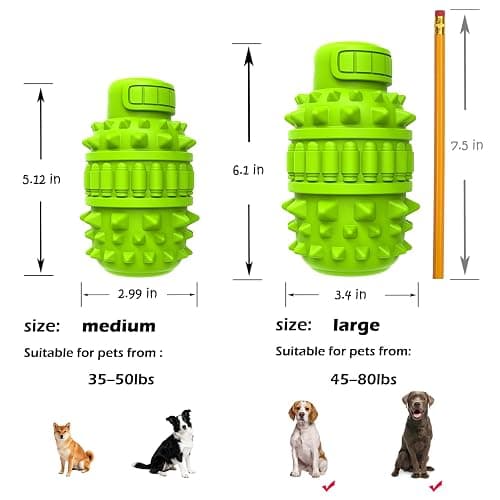 PIFFZEDO Dog Toys for Aggressive Chewers,Interactive Natural Rubber Chew & Squeaky Toy for Large Medium Breed,Dog Toothbrush,Tough & Durable (Green,Large) thumbnail 6