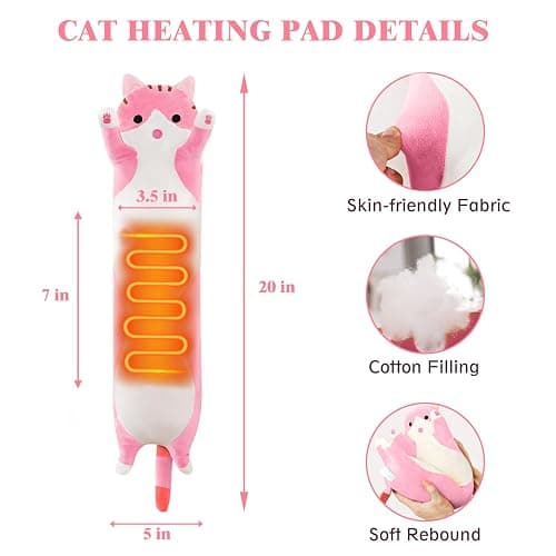 Cat Heating Pad for Period Cramps Menstrual Pain Relief, Portable Electric Heat Pads USB Powered, Cute Cats Plush Stuffed Animals Funny Gifts for Women Teen Girls Cat Lovers Birthday Easter Christmas thumbnail 3