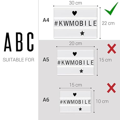 kwmobile Cinema Light Box Letters A4 Size - 105 Pieces Black Replacement Letters for Sign Letters Numbers and Symbols thumbnail 4