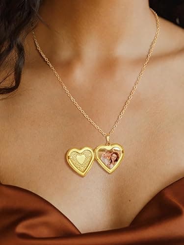 FindChic Locket Necklace for Women, Silver/Black/Rose Gold/Gold Plated Personalized Memorial Gifts, Custom Photo Jewelry for Loved Ones, Birthday Valentine's Day Keepsake, Versatile Styles Available thumbnail 3