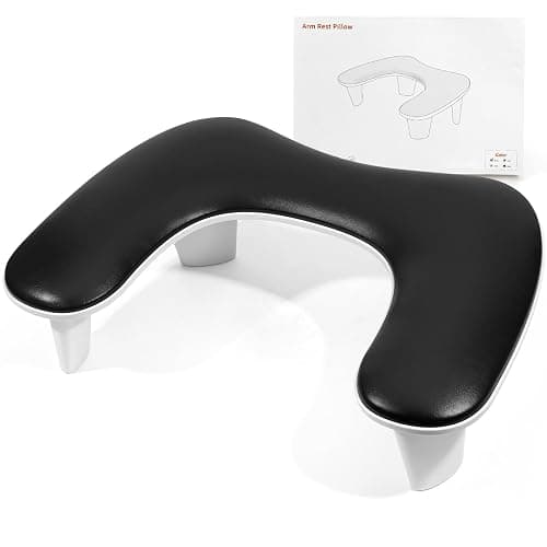 LIONVISON Arm Rest for Nails Tech U Shaped - Comfortable Manicure Nail Hand Rest Pillow Cushion, PU Leather Nail Armrest Stand for Acrylic Nail Art Tech, Quick Installation, Black - Image 1