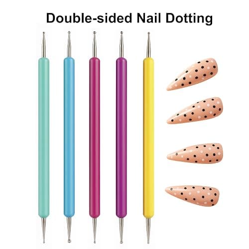 Nail Art Tools Set – 15pcs Nail Art Brushes, 5pcs Dual-Ended Dotting Pens, Nail Stand & Holder Kit, Brush Rack, Tweezers & Tape for DIY Nail Design thumbnail 3