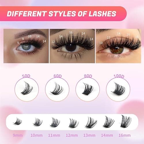 FANDIQ D Curl Cluster Lashes, Natural Fluffy Individual Eyelash Extensions 252PCS, 8-16mm Mix thumbnail 4