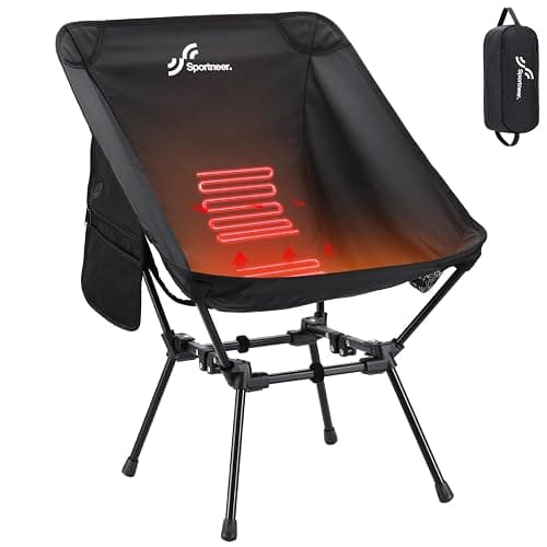 Sportneer Heated Chairs Outdoor Sports: Heated Camping Chair with USB Plug & 3 Heating Levels - Portable & Compact Heated Chair for Backpacking, Camping, Lawn, Picnic, Travel (Power Bank Not Included) - Image 1