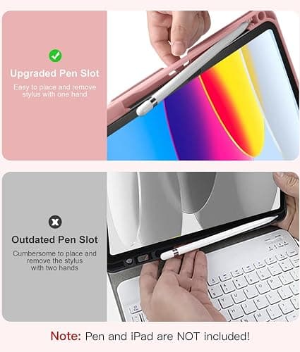 Hamile for iPad 11th 10th Generation Case with Keyboard - 7 Colors Backlit Wireless Detachable Folio Keyboard Cover with Pencil Holder for iPad A16 11-inch 2025 10th Gen 10.9 Inch 2022 (Pink Rose) thumbnail 6