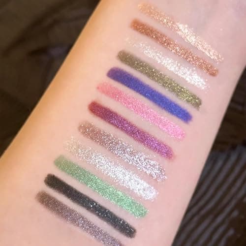 12 Colors Shimmer Eyeliner Pen Set, Waterproof, Long-Lasting, Glitter Eyeliner for Bold Eye Makeup, Metallic Glitter Finish, Eye Liner For Older Women, lapiz de ojos delineador de ojos contra el agua thumbnail 4