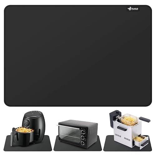 FLASLD Heat Resistant Mat for Air Fryer Site on, Fireproof Silicone Mats for Kitchen Counter, Countertop Protector, No-slip and Waterproof (12"X18", Black) - Image 1