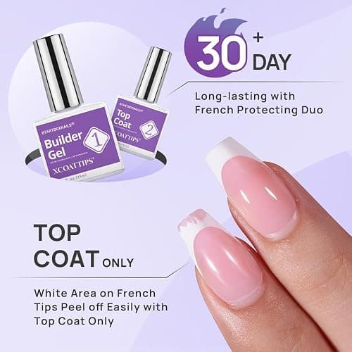 BTArtboxnails Nail Tips Builder Gel - Long Lasting 15ml Builder Gel with Portable Nail Lamp for French XCOATTIPS, 30+Days French Protection Duo Nail Extension Tool for Nail Art thumbnail 2