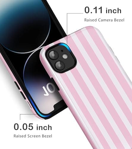 Amzfield for iPhone 11 Cute Striped Phone Case, Pink | Stripes Phone Case, Summer Aesthetic Design for Women Girls Fall Chic Girly Pretty Dual Layer Hybrid Protection Elegant thumbnail 4