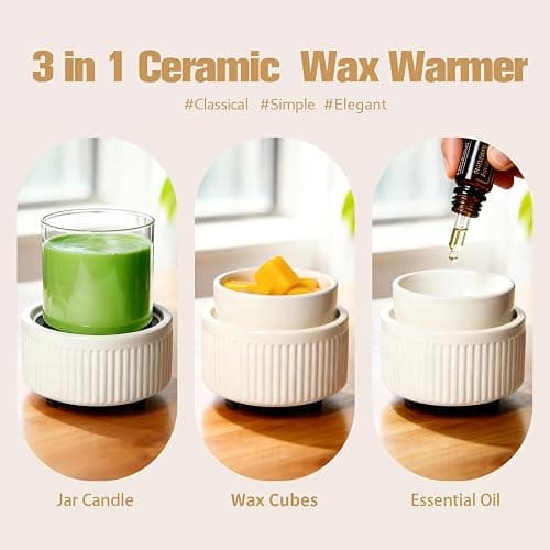 VICTORIA AROMA Ceramic Wax Warmer with Timer, Candle Wax Melter & Wax Burner for Scented Wax Melts, Electric Fragrance Wax Melt Warmer for Home Office Decor Ideal Gift（White） thumbnail 3