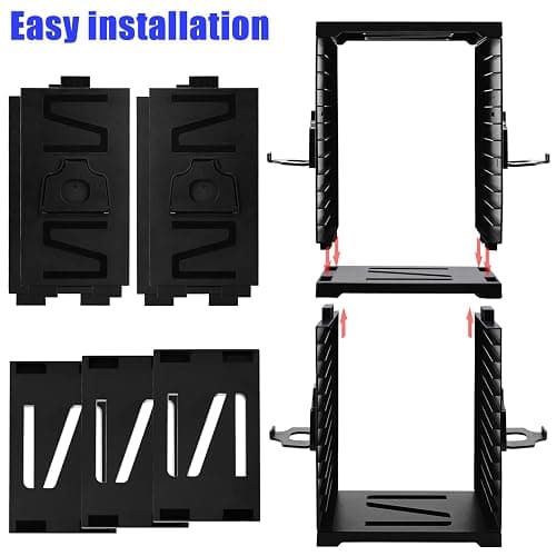 SIKEMAY Game Storage Tower for PS5/PS4/Xbox Series S & X - Universal Video Game Disc Organizer with 24 PCS Holders, 4 Controller Slots & Stand Rack Accessories - Black thumbnail 5