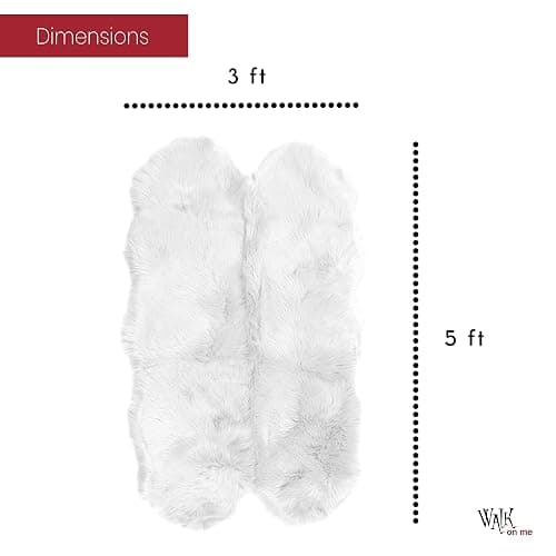 Silky Super Soft White Faux Sheepskin Shag Rug Faux Fur | Machine Washable | Great for Photography Decor Bedroom | Real Look Without Harming Animals (White, Quad Pelt (3x5)) thumbnail 2