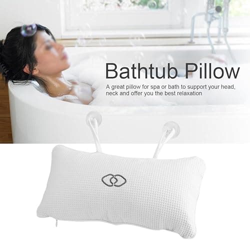 Nikou Bathtub Spa Pillow - Bath Cushion Bath Pillows White - Spa Pillow with Suction Cups,Supports Neck and Shoulders,for Hot Tub Home Spa Jacuzzi Bathtub Head Rest, Comfortable & Soft thumbnail 2
