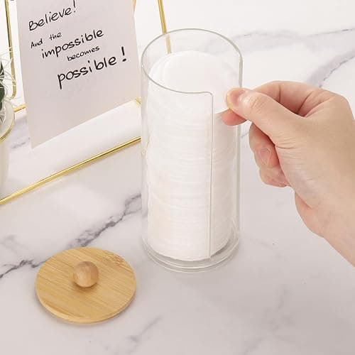 Tecbeauty Cotton Pads Holder Makeup Removers Bathroom Organizer Storage Cotton Rounds, Clear thumbnail 2