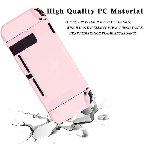 OLDZHU Pink Dockable Protective Case Cover Compatible with Nintendo Switch Joy-Con Controllers,with Glass Screen Protector and 4 Thumb Grips,Shock-Absorption and Anti-Scratch (Pink) thumbnail 6